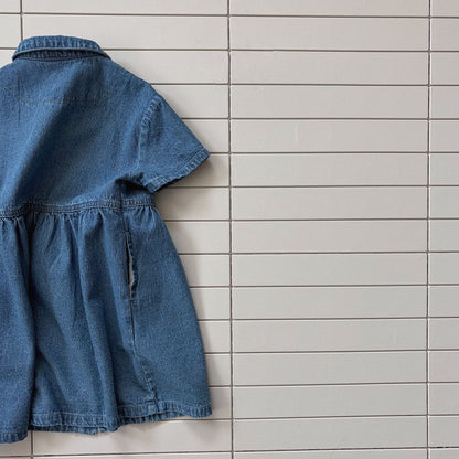 Toddler Bella SS26 Point Collar Denim Shirt Dress (1 - 6y) - Denim kids outfit