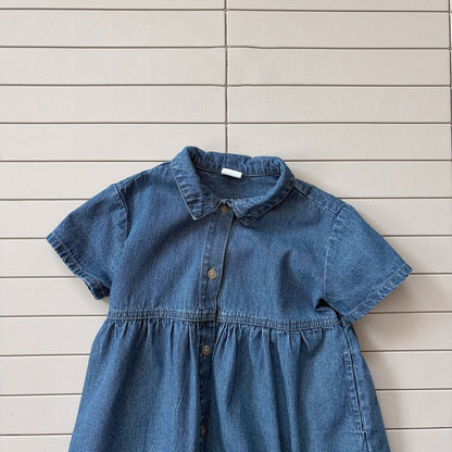 Toddler Bella SS26 Point Collar Denim Shirt Dress (1 - 6y) - Denim kids outfit