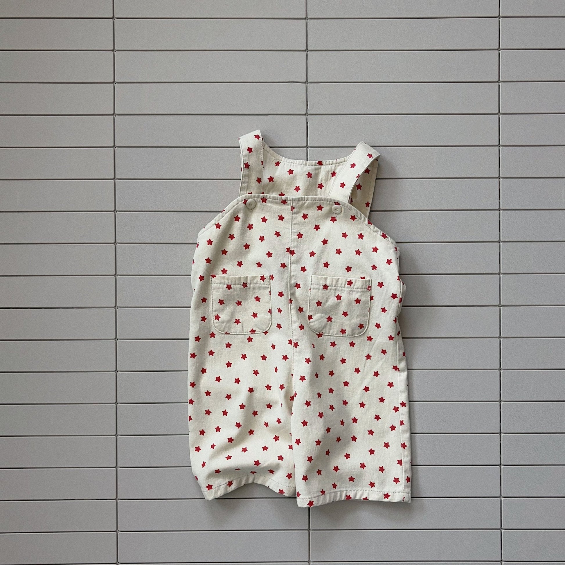 Toddler Bella SS26 Star All - over Print Overalls (1 - 6y) - Ivory kids outfit
