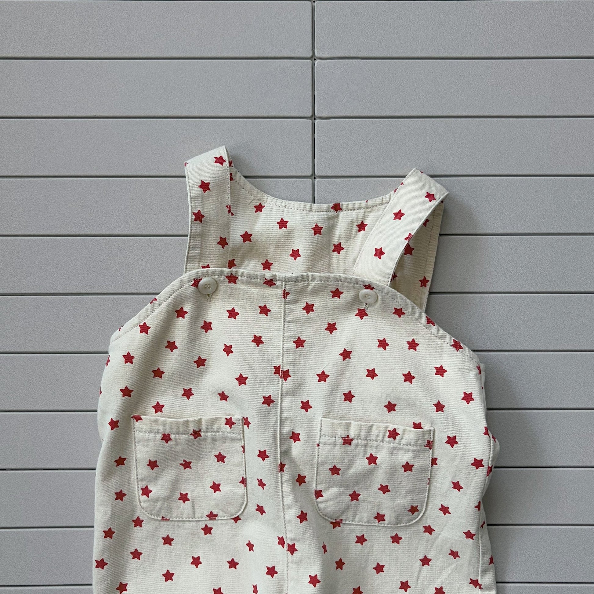 Toddler Bella SS26 Star All - over Print Overalls (1 - 6y) - Ivory kids outfit