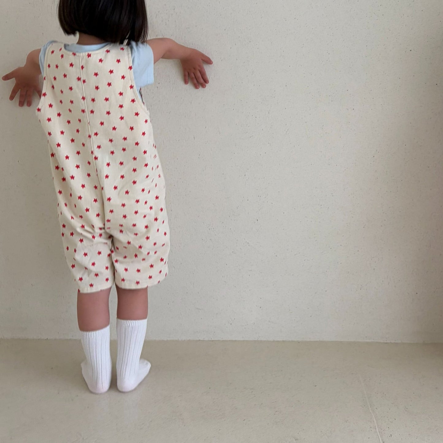 Toddler Bella SS26 Star All - over Print Overalls (1 - 6y) - Ivory kids outfit