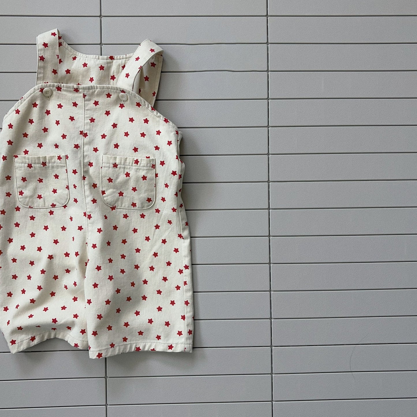Toddler Bella SS26 Star All - over Print Overalls (1 - 6y) - Ivory kids outfit