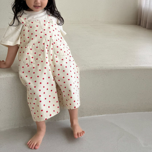 Toddler Bella SS26 Star All - over Print Overalls (1 - 6y) - Ivory kids outfit
