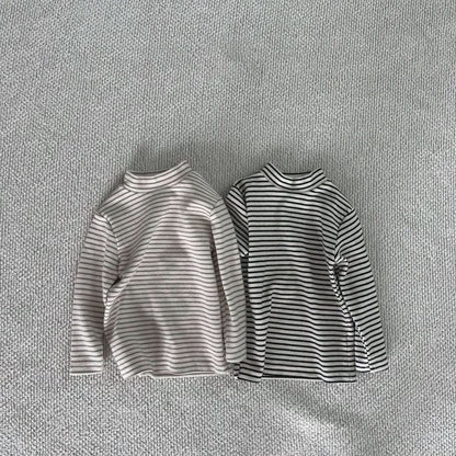 Toddler Bella Stripe Long Sleeve Mock - neck Top (1 - 6y) - 2 Colors kids outfit