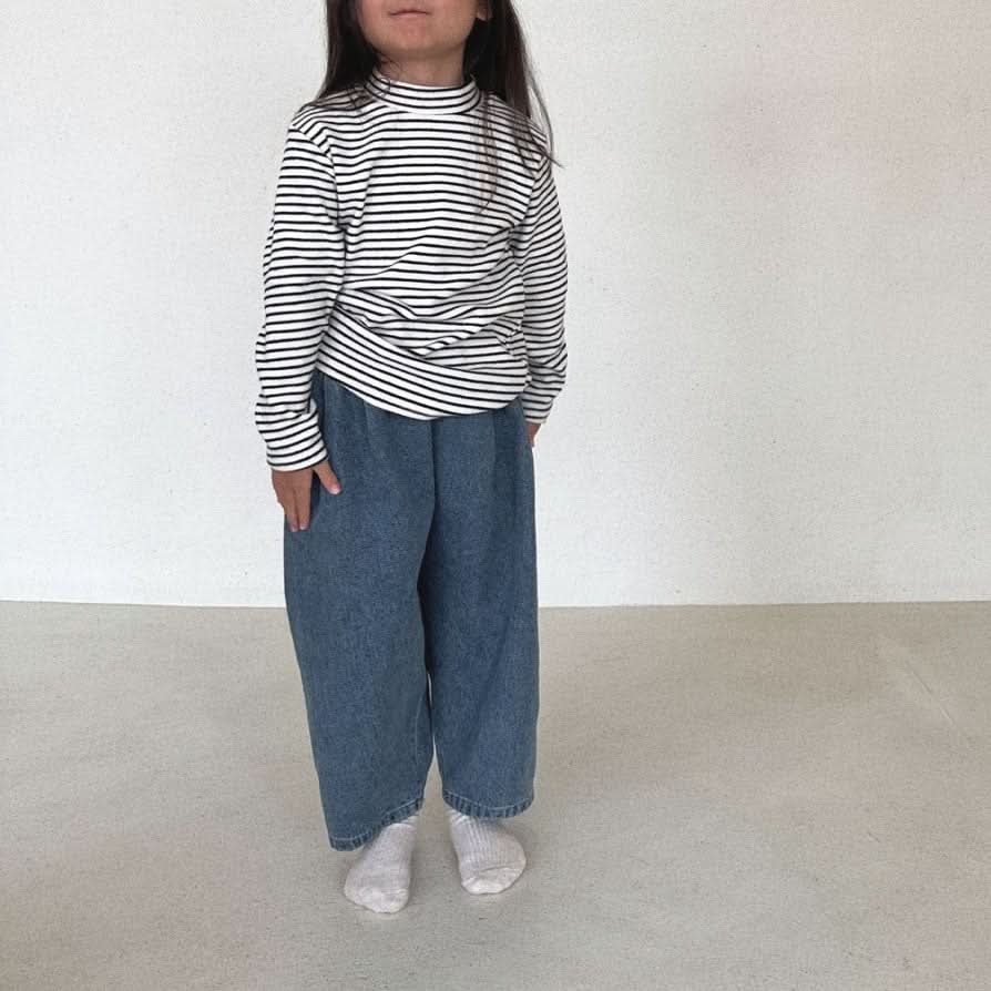 Toddler Bella Stripe Long Sleeve Mock - neck Top (1 - 6y) - 2 Colors kids outfit