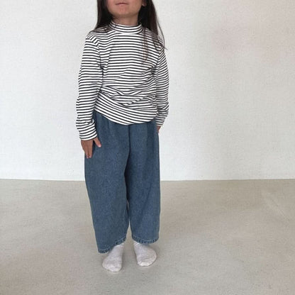Toddler Bella Stripe Long Sleeve Mock - neck Top (1 - 6y) - 2 Colors kids outfit