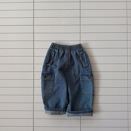 Toddler Bella W25 Cargo Denim Pants (1 - 6y) - Denim kids outfit