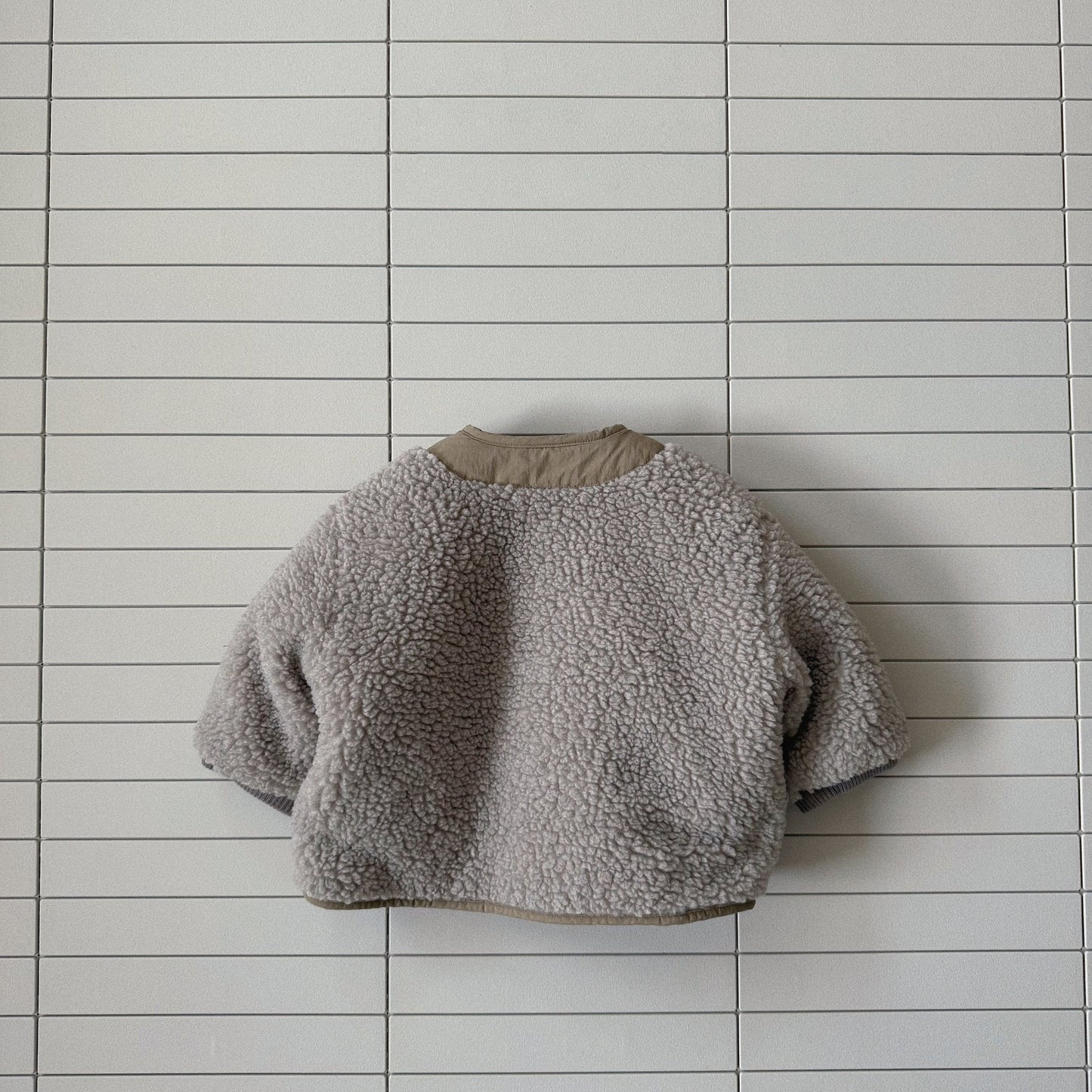 Toddler Bella W25 Sherpa Button Up Jacket (1 - 6y) - Grayish Beige kids outfit