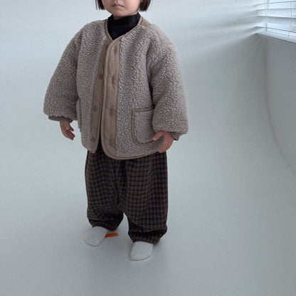 Toddler Bella W25 Sherpa Button Up Jacket (1 - 6y) - Grayish Beige kids outfit