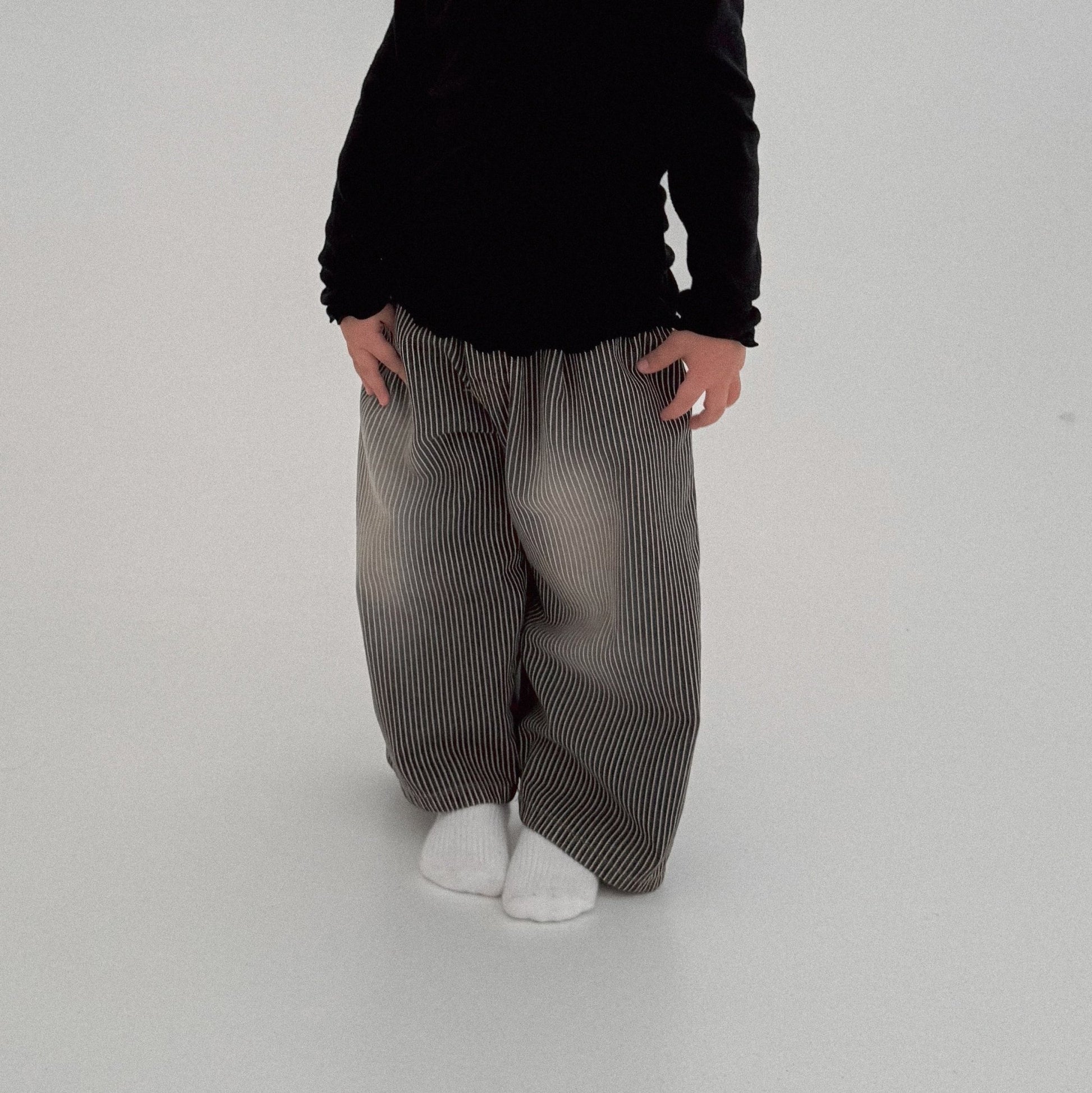 Toddler Bella W25 Stripe Wide Pants (1 - 6y) - Charcoal kids outfit