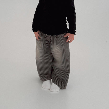 Toddler Bella W25 Stripe Wide Pants (1 - 6y) - Charcoal kids outfit