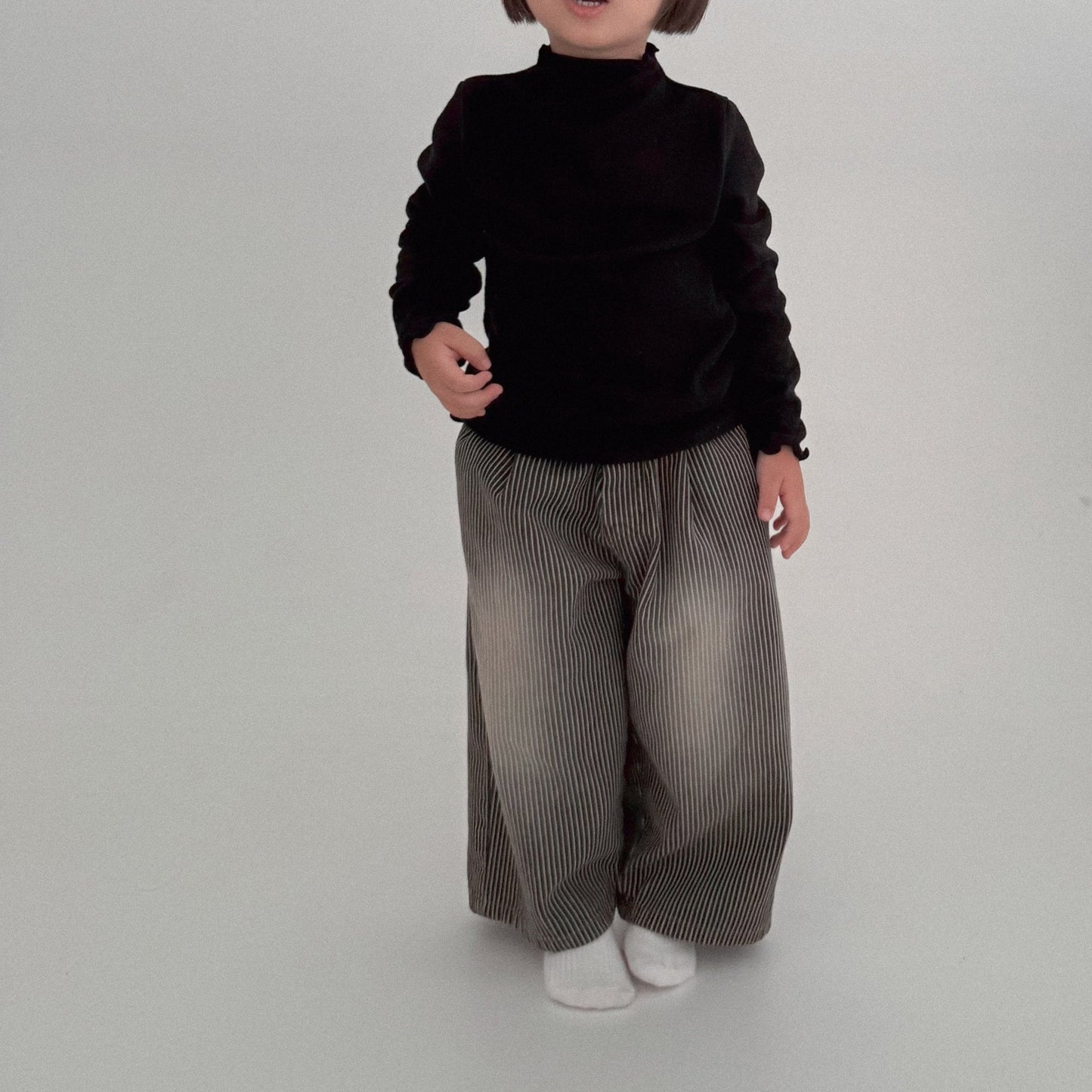 Toddler Bella W25 Stripe Wide Pants (1 - 6y) - Charcoal kids outfit