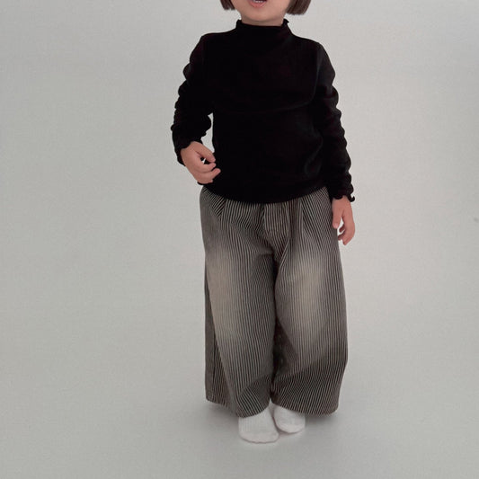 Toddler Bella W25 Stripe Wide Pants (1 - 6y) - Charcoal kids outfit
