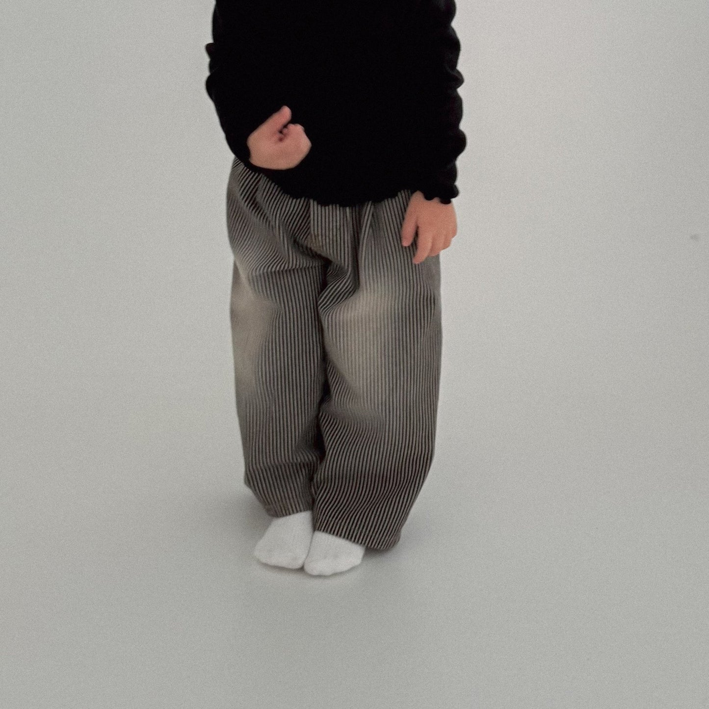 Toddler Bella W25 Stripe Wide Pants (1 - 6y) - Charcoal kids outfit
