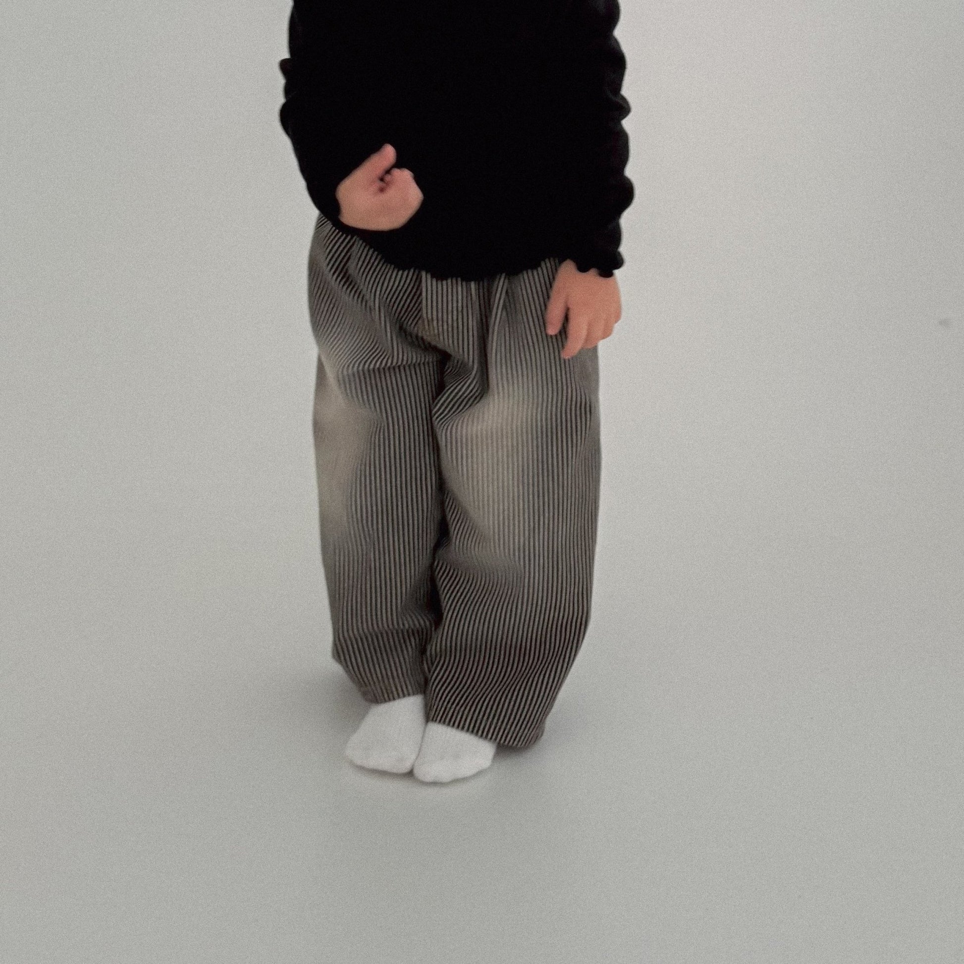 Toddler Bella W25 Stripe Wide Pants (1 - 6y) - Charcoal kids outfit