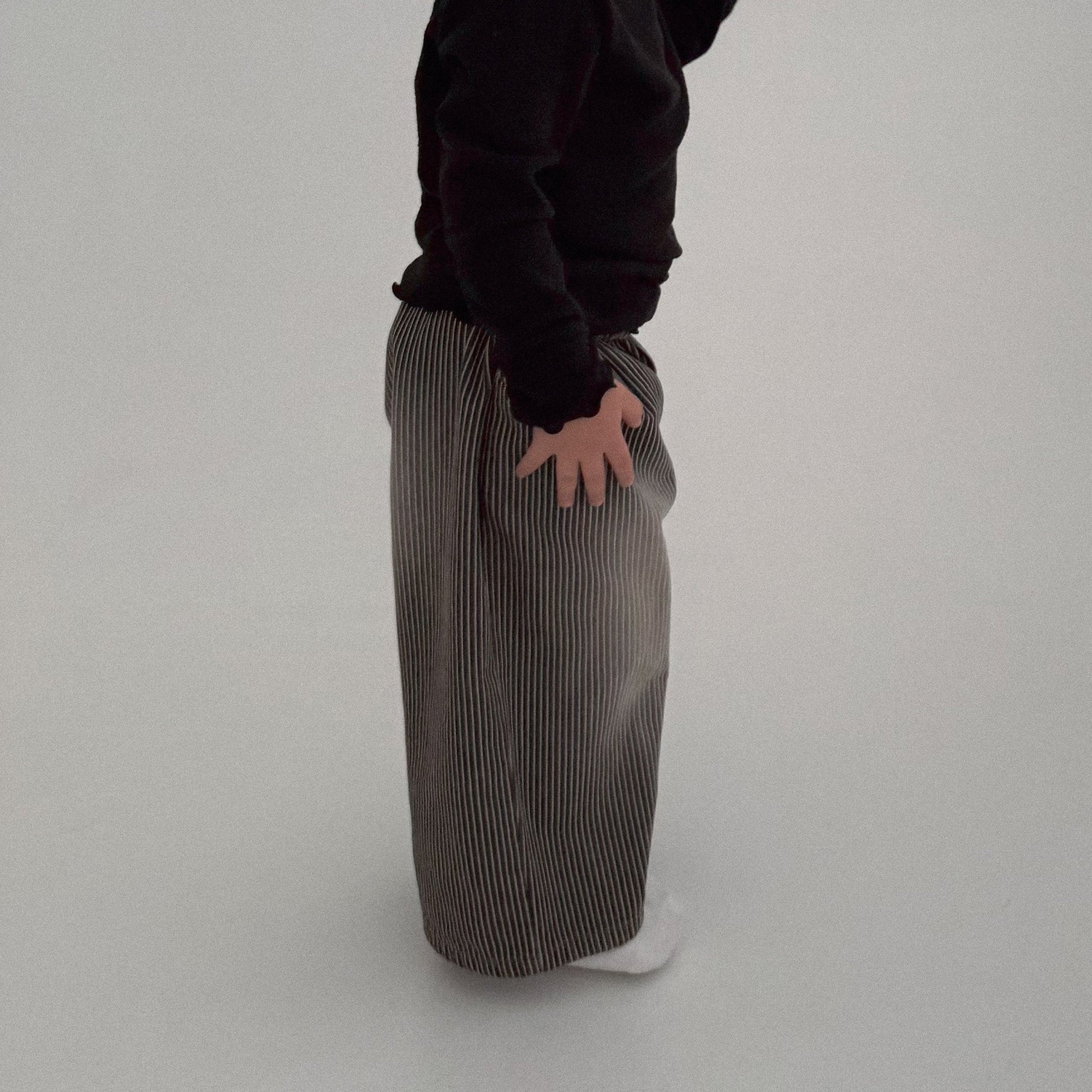 Toddler Bella W25 Stripe Wide Pants (1 - 6y) - Charcoal kids outfit