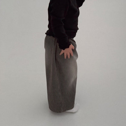 Toddler Bella W25 Stripe Wide Pants (1 - 6y) - Charcoal kids outfit