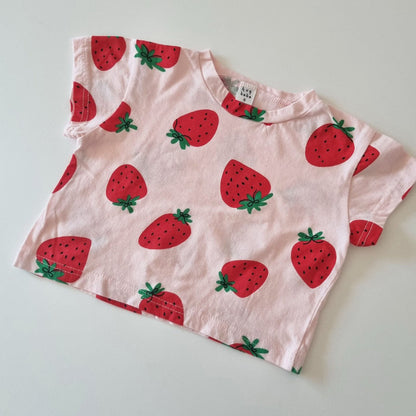 Toddler Big Strawberry Short Sleeve Top (1 - 6y) - 3 Colors kids outfit