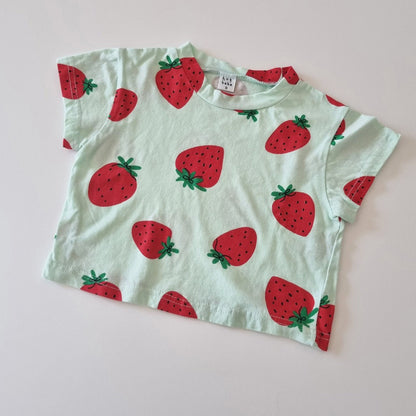 Toddler Big Strawberry Short Sleeve Top (1 - 6y) - 3 Colors kids outfit