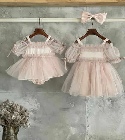 Toddler Bow Detail Cold - Shoulder Tutu Dress (8m - 6y) - Pink kids outfit