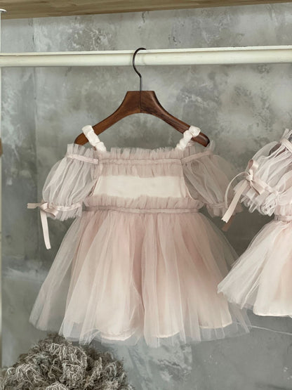 Toddler Bow Detail Cold - Shoulder Tutu Dress (8m - 6y) - Pink kids outfit
