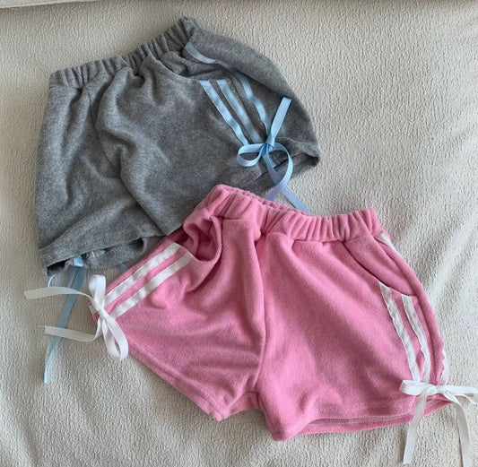 Toddler Bow Detail Soft Terry Cloth Shorts (1 - 5y) - 2 Colors kids outfit