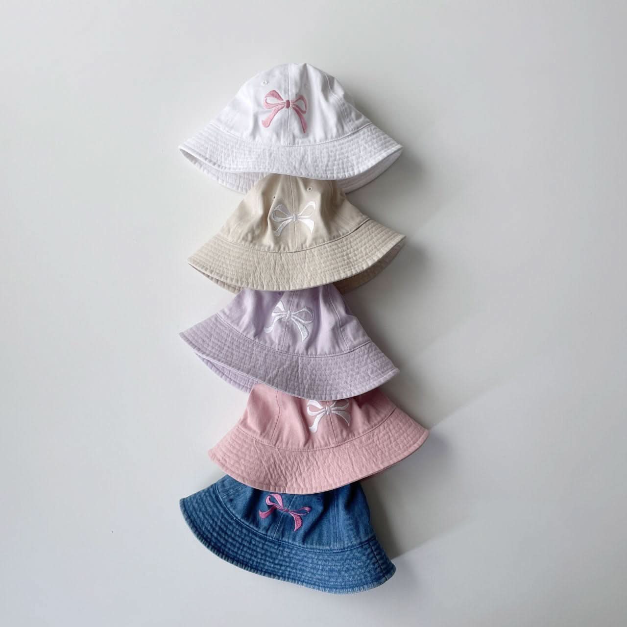 Toddler Bow Embroidery Bucket Hat (3 - 7y) - 5 Colors kids outfit