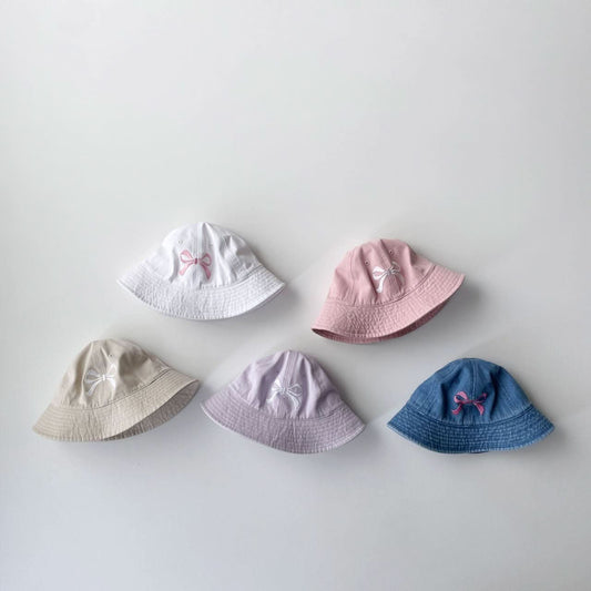 Toddler Bow Embroidery Bucket Hat (3 - 7y) - 5 Colors kids outfit