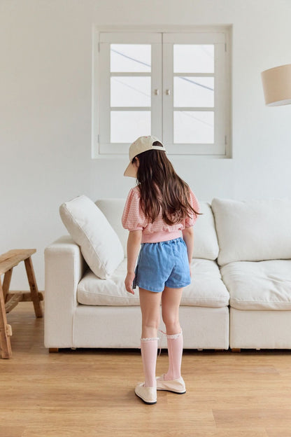 Toddler Bow Embroidery Denim Skirted Shorts (1 - 5y) - Light denim kids outfit