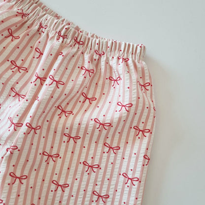 Toddler Bow Stripe Seersucker Pants (1 - 6y) - 2 Colors kids outfit