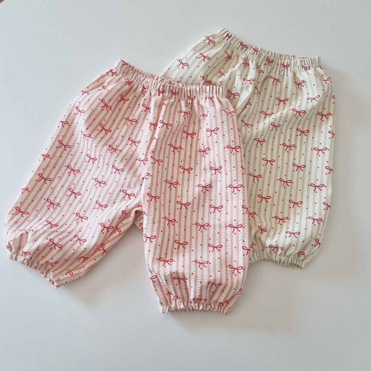 Toddler Bow Stripe Seersucker Pants (1 - 6y) - 2 Colors kids outfit