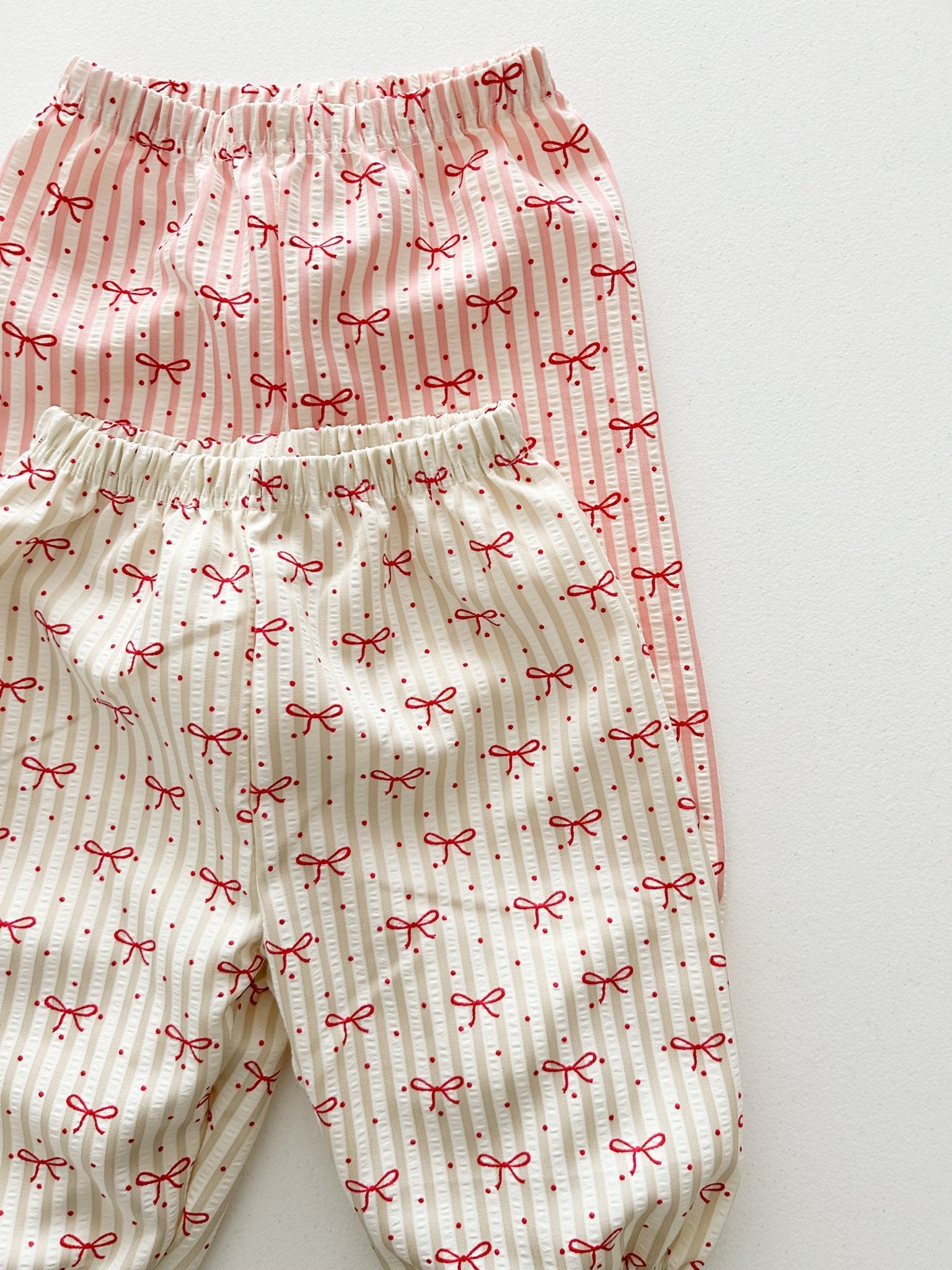 Toddler Bow Stripe Seersucker Pants (1 - 6y) - 2 Colors kids outfit