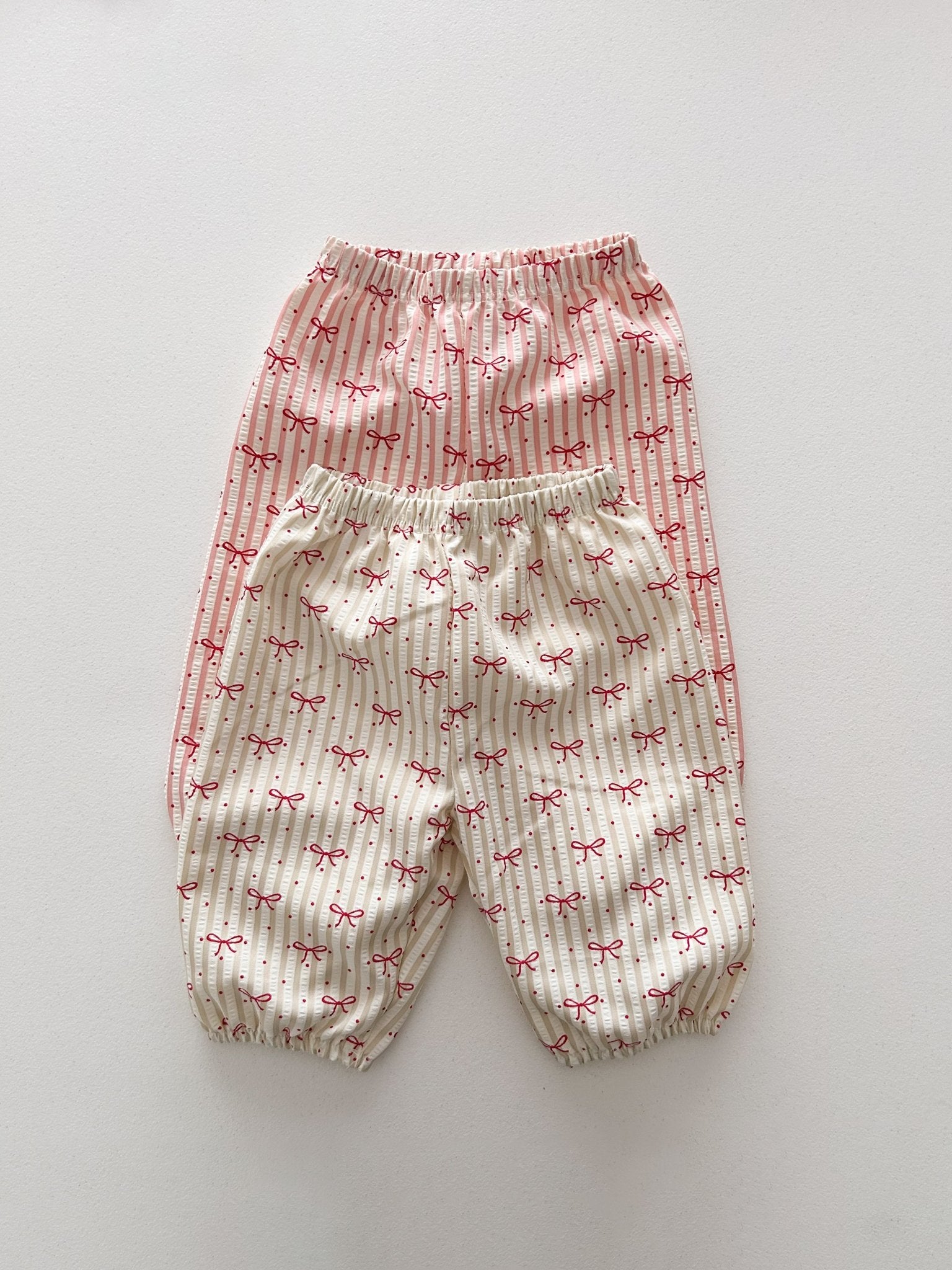 Toddler Bow Stripe Seersucker Pants (1 - 6y) - 2 Colors kids outfit