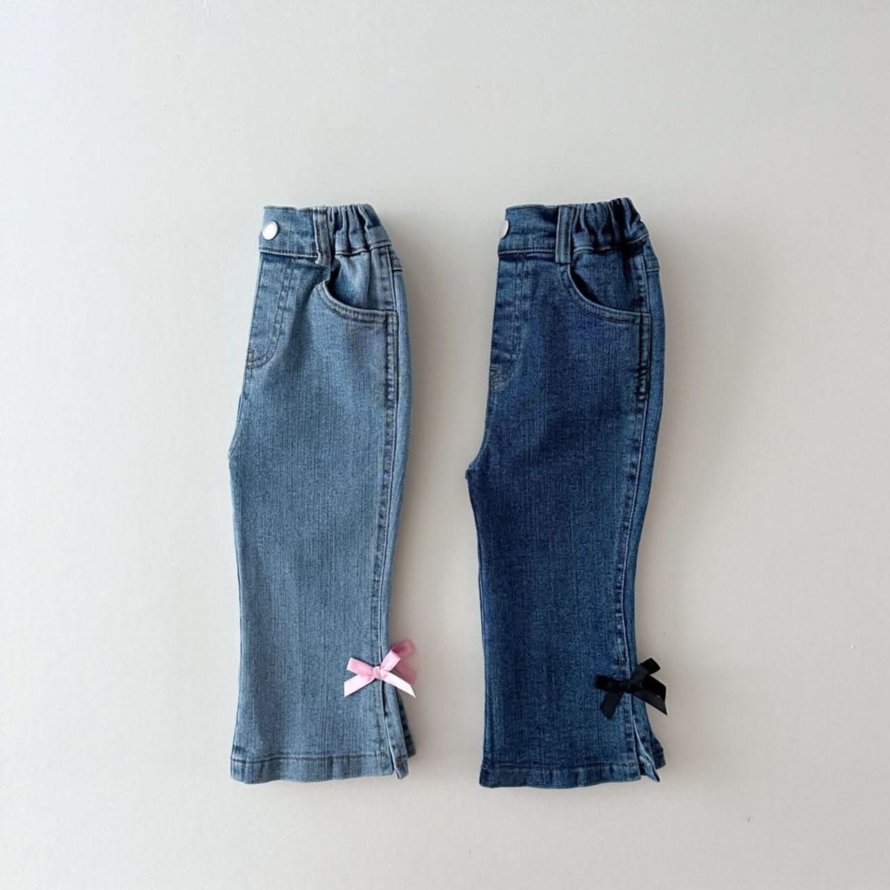 Toddler Bow Trim Flare Denim Pull - On Pants (1 - 8y) kids outfit