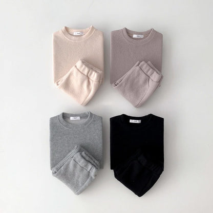 Toddler Brushed Fabric Puff Sleeve Sweatshirt and Flare Pants Set (2 - 6y) - Heather Grey kids outfit