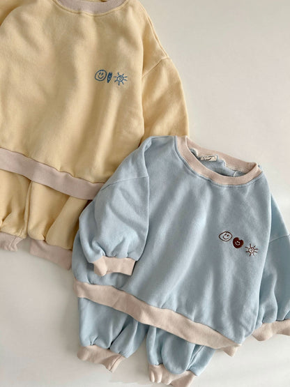 Toddler Colorblock Rib Trim Sweatshirt and Jogger Pants Set (1 - 5y) - 2 Colors kids outfit