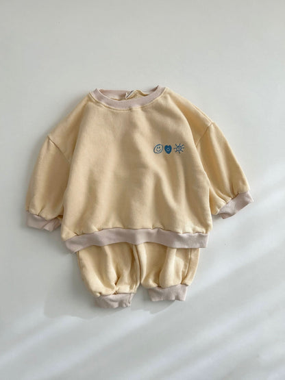 Toddler Colorblock Rib Trim Sweatshirt and Jogger Pants Set (1 - 5y) - 2 Colors kids outfit