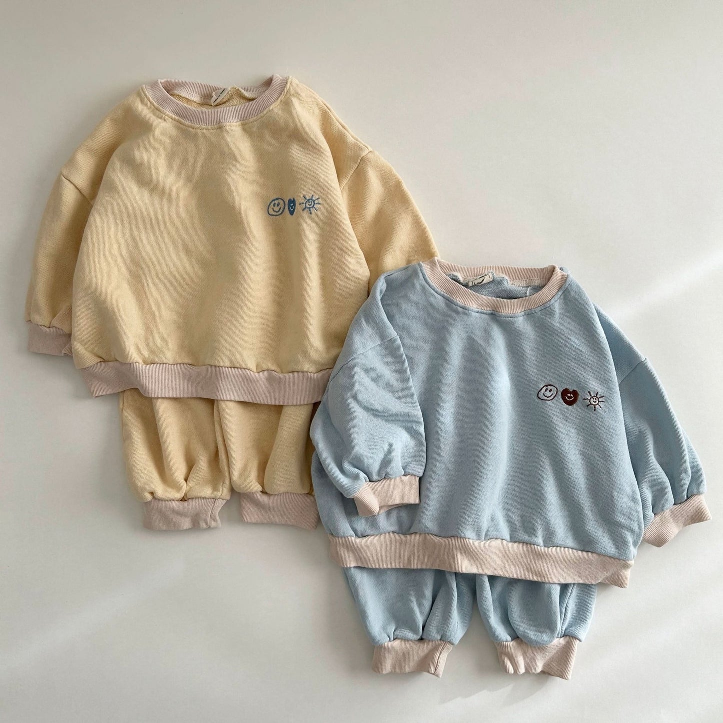 Toddler Colorblock Rib Trim Sweatshirt and Jogger Pants Set (1 - 5y) - 2 Colors kids outfit