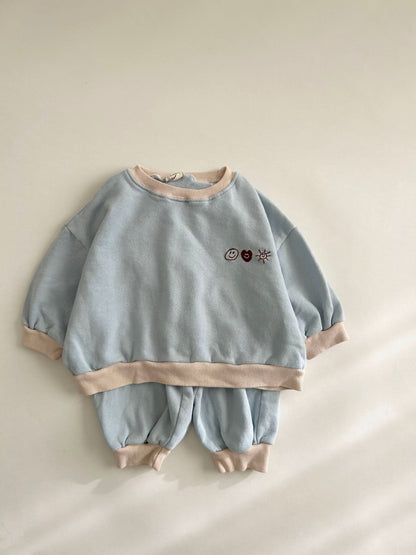 Toddler Colorblock Rib Trim Sweatshirt and Jogger Pants Set (1 - 5y) - 2 Colors kids outfit