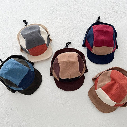Toddler Corduroy Color-Blocked Outdoor Hat (2-4y) - 5 Colors kids outfit