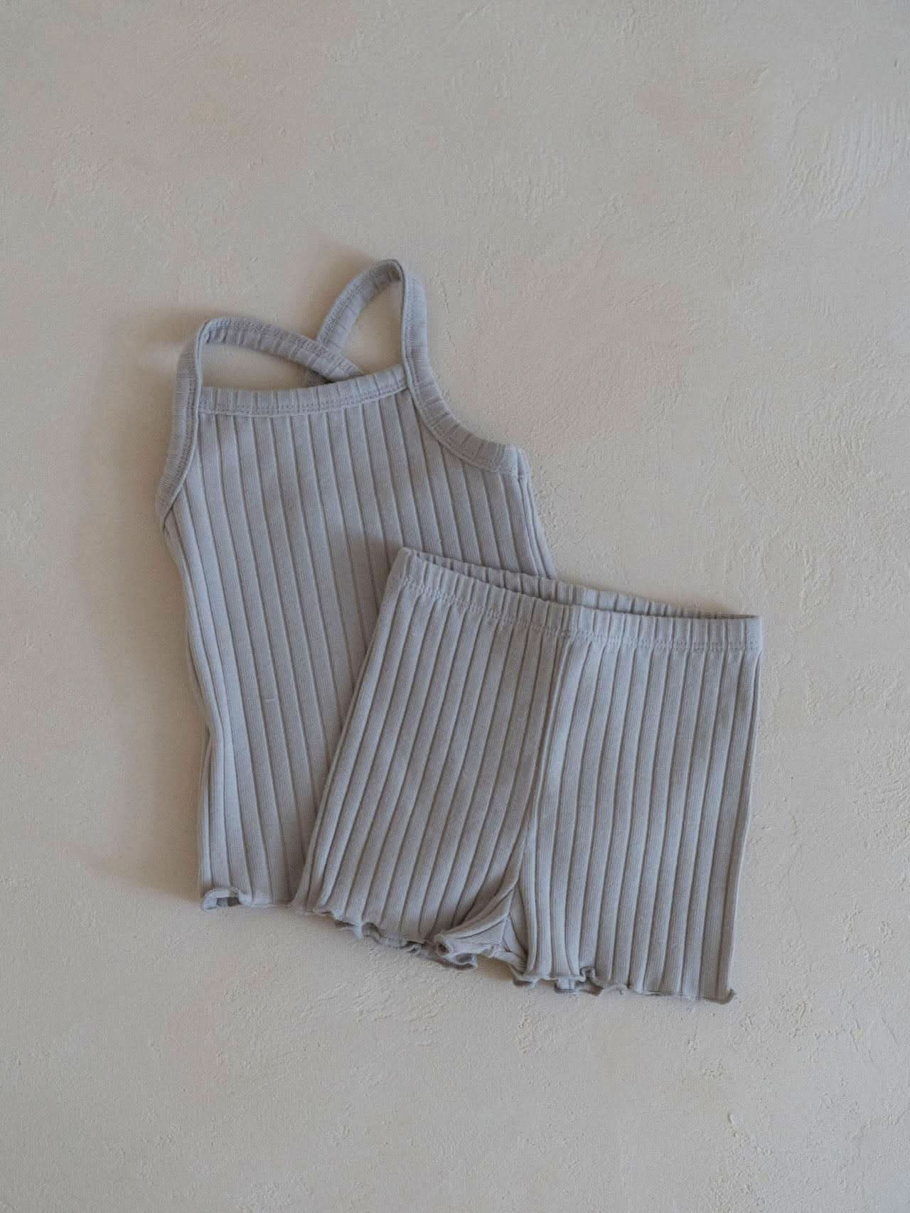 Toddler Cotton Ribbed Cami and Shorts Set (6m - 6y) - 6 Colors kids outfit