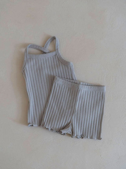 Toddler Cotton Ribbed Cami and Shorts Set (6m - 6y) - 6 Colors kids outfit