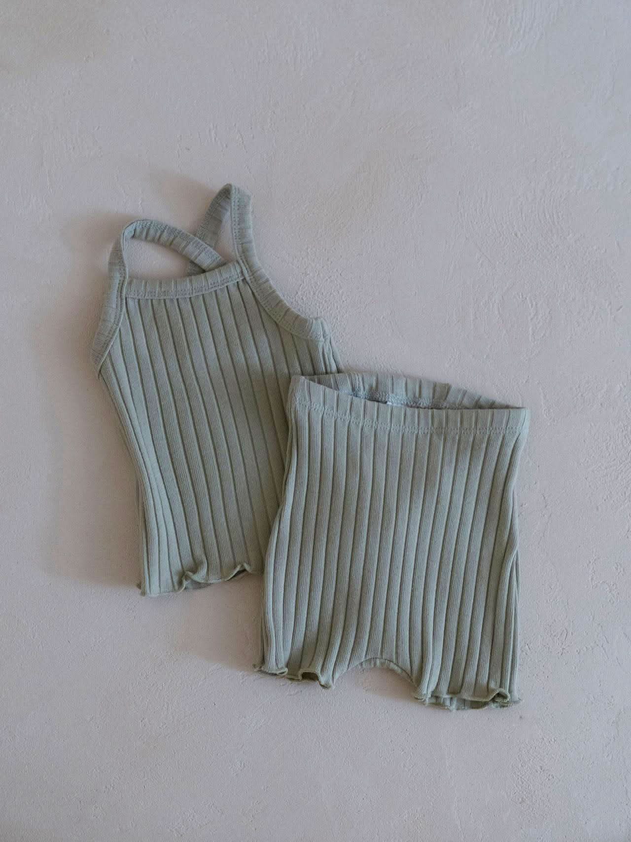 Toddler Cotton Ribbed Cami and Shorts Set (6m - 6y) - 6 Colors kids outfit