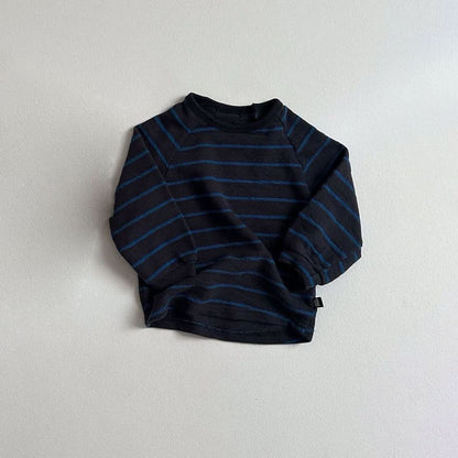 Toddler Crewneck Stripe Long Sleeve Tee (10m - 4y) - Charcoal kids outfit