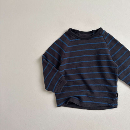 Toddler Crewneck Stripe Long Sleeve Tee (10m - 4y) - Charcoal kids outfit