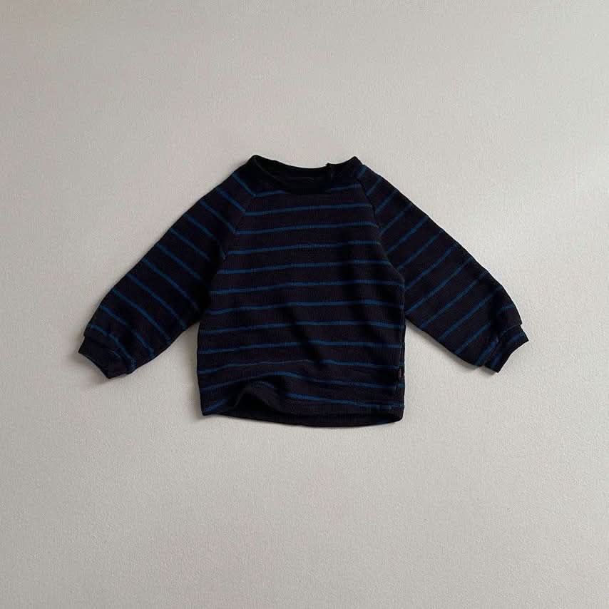 Toddler Crewneck Stripe Long Sleeve Tee (10m - 4y) - Charcoal kids outfit