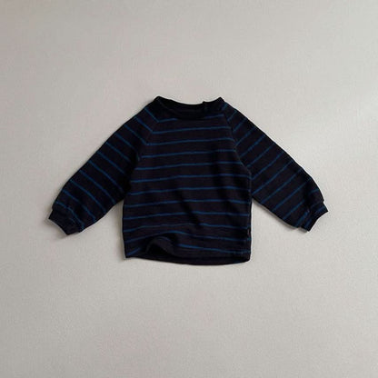 Toddler Crewneck Stripe Long Sleeve Tee (10m - 4y) - Charcoal kids outfit