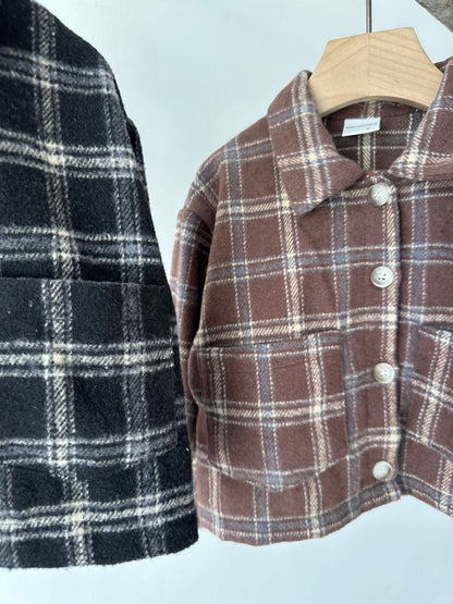Toddler Cropped Plaid Shirt (2 - 6y) - 2 Colors kids outfit
