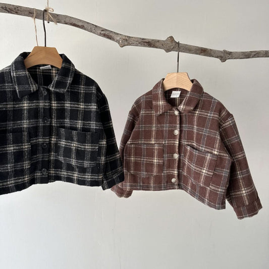 Toddler Cropped Plaid Shirt (2 - 6y) - 2 Colors kids outfit