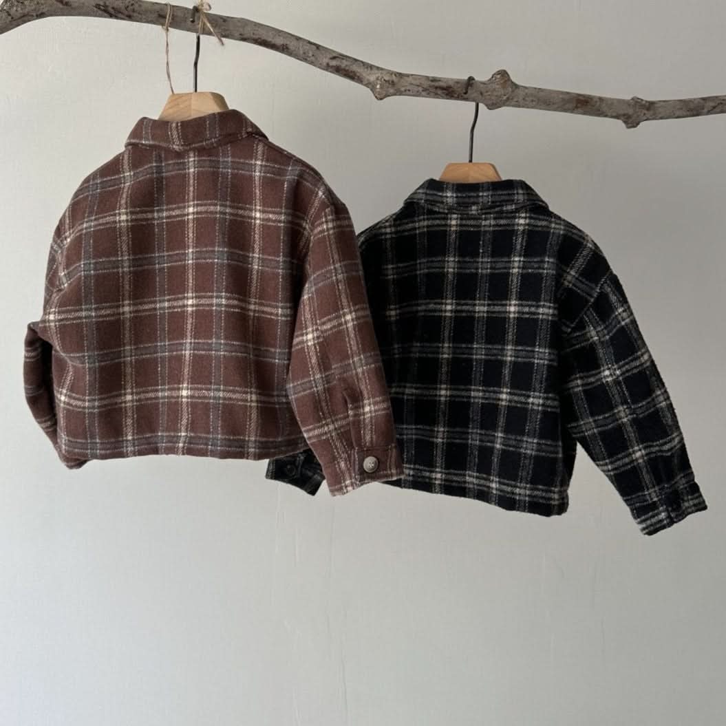 Toddler Cropped Plaid Shirt (2 - 6y) - 2 Colors kids outfit